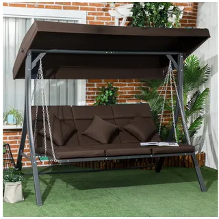 Outsunny Hollywoodschaukel Braun 3-Sitzer