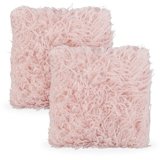 relaxdays Dekokissen »2 x flauschige Kissen rosa« rosa