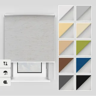 Estika Thermo rollos mit Bohren 140x220 cm Farbe: Flachs, Verdunklungsrollo Deckenmontage und Wandmontage, Thermorollo hitzeschutz, Jalousien Fenster