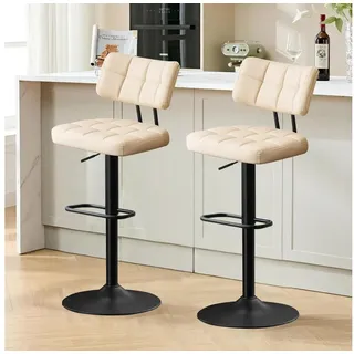 LuxusKollektion Barhocker Barhocker höhenverstellbar PU Leder 360 Drehstuhl 2 Stück Beige beige