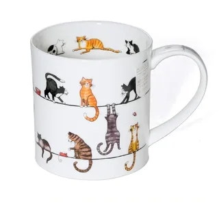 Dunoon Becher Orkney Life Wires Cat - 350 ml, Keramik, Becher, Mug, Grau, Schwarz, Weiß