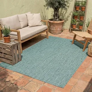 FRAAI | Home & Living In- & Outdoor Teppich - Costa Türkis - Wetterfest - Polypropylen - 80x150 cm - Balkon, Garten/Terrasse - Terrasse Teppich - Outdoor Rug