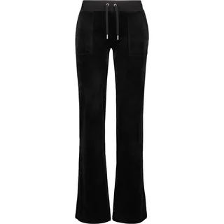 Sweathose JUICY COUTURE "LAYLA LOW RISE POCKETED FLARE PANT Damen", Damen, Gr. XS, EURO-Größen, schwarz, Samt, 95% Polyester, 5% Elasthan, figurbetont, Hosen Sweathose, Trainingshose Damen, Sweathose, Velour, Jogginghose mit Glitzer, Sale