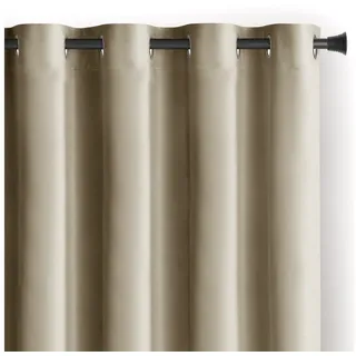 AmeliaHome Gardine Gardine Ösen Vorhang mit Raffhalter Samt Ösenvorhang Verdunkelnd, inkl. Raffhalter beige 140 cm x 245 cm