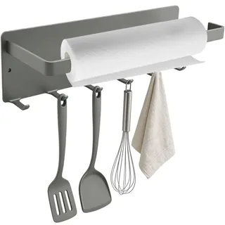 Küchenrollenhalter Ohne Bohren Magnetischer Kuchenroller Halter, Praktisch Rollenhalter Küchenrollenhalter Wand, Küchen Organizer für Küchenrolle für Kühlschränke und Eisenoberflächen, Grau