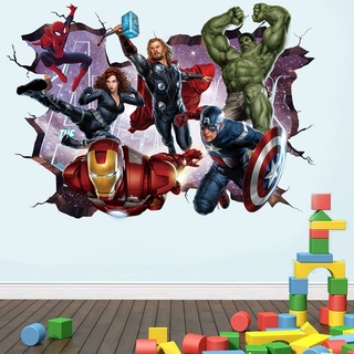 T-YU 3D-Wandaufkleber, Motiv: Superhelden, Motiv: Hulk, Captain America, Kinder, Jungen, Wandaufkleber, Abziehbild und Aufkleber für Spider-Man-Wände, Wohnzimmer, Heimdekoration (40 x 60 cm)