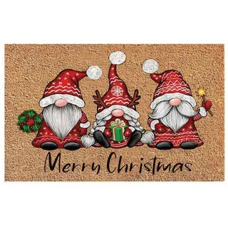 tongfeng Fussmatte Weihnachtsmotiv, Kokos Fußmatte Weihnachten Für Innen Und Außen, Weihnachten Muster Eingangsteppich Rutschfester Wohnzimmer Schlafzimmer Weihnachtsdeko, Türmatte 60 X 40 cm