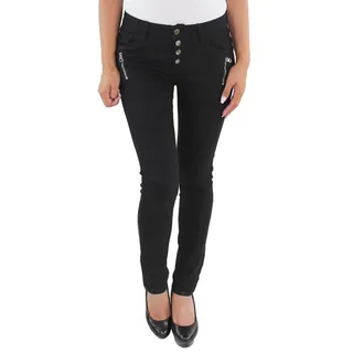 Sotala Damen RÖHRENJEANS HÜFTJEANS Stretchjeans Hose Jeans Skinny Slim FIT IN SCHWARZ UND GRAU A (Schwarz) 36 (S) - 36