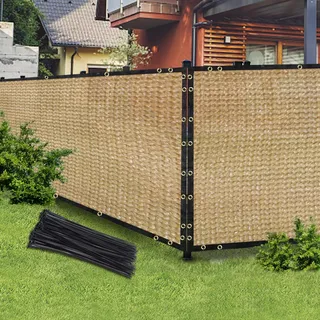 Sand Sichtschutz-Zaun und Netz-Abdeckung, ideal für Garten und Hinterhof, verbessert die Privatsphäre für Zäune und Kettenglieder, perfekt für Terrasse, Sichtschutzwand, Lamellen, freistehend