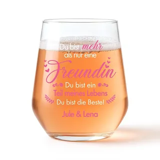 Love Faith personalisiertes Glas - Freundinnen - Spruch & Wunschname | Edles Glas mit süßem Freundschaftsspruch - Wähle deinen Wunschnamen - Tolles Geschenk für die beste Freundin