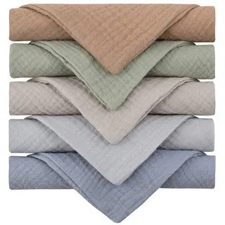 Ranuw 5er Baby Musselin Tuch,23x23 cm Spucktücher,Baby Mini Mulltücher für Babypflege,Musselintücher für Baby,Baumwolle,superweich,saugfähig und atmungsaktiv(Farbe-2)