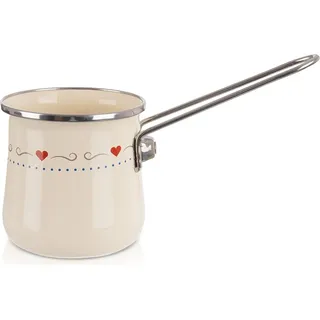 Orion | Türkische Kaffeekanne - Emaille Kaffeekännchen - 600 ml - Creme - Spülmaschinengeeignet - Creme