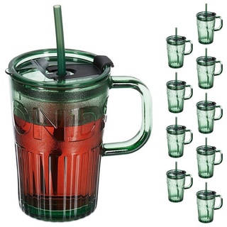 relaxdays Gläser-Set Trinkgläser im 10er Set mit Henkel, Glas, Grün grün