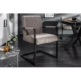 riess-ambiente Freischwinger BIG ASTON taupe – Microfaser, Taschenfederkern, Eisengestell, inkl. Armlehne für hohen Sitzkomfort – ideal für Deinen Loft-Style beige