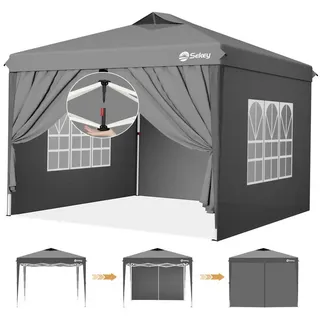 Sekey Faltpavillon 3 x 3 m inkl. 4 Seitenteile Grau