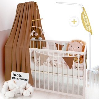 lilimaus Betthimmel Babybett inkl. Himmelstange - Himmel aus 100% Musselin Baumwolle - Tolles Geschenk für Baby- und Kinderzimmer - Himmelbett Vorhänge für Mädchen und Jungen