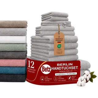 Betz Handtuch Set Betz 12 tlg. Handtuch Set Berlin, 100% Baumwolle (12 Teile, 12-St) grau|silberfarben