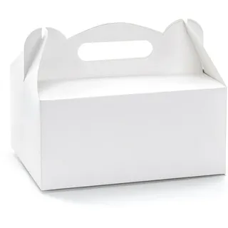 Partydeco Tortenschachtel mit Griff 19x14x9cm lebensmittelechte Faltschachteln Pappschachteln Torten Kuchen Geschenke Schachteln Tortenkartons Hochzeit Weiß