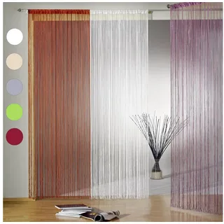 heimtexland ® Fadengardine in Bordeaux rot HxB 245x148 cm mit Stabtunnel KÜRZBAR hochwertige Qualität FORMSCHNITT MÖGLICH Fadenvorhang Fadenstore Raumteiler Insektenschutz Ökotex Typ121