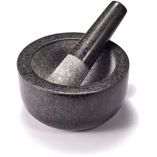 Supremery XXL Mörser und Stößel aus Granit im Set Steinmörser Gewürzmörser | Groß 16cm - für Gewürze Pesto Kräuter - Stampfer mit Schlegel - Ø 16cm