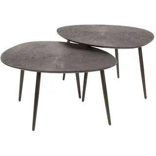 Couchtisch 2er-Set Taroya aus Metall und MDF, modern dreieckig, Braunbronze, minimalistisches Design