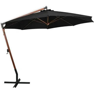 vidaXL Ampelschirm mit Mast 3,5 x 2,9 m Massivholz Tanne schwarz 313772