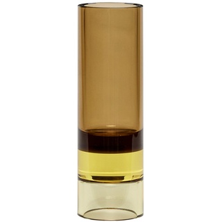 Hübsch Interior - Kristall Teelichthalter / Vase, braun / gelb