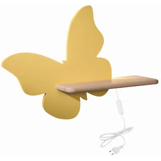 Kinderwandleuchte Butterfly, Gold, Holz, Metall, Holzwerkstoff, Eiche, Schmetterling,Schmetterling, 12x29.5x40 cm, RoHS, Europäischer Sicherheitsstandard, Schnurschalter, einfach zu transportieren, Lampen & Leuchten, Innenbeleuchtung, Leuchten nach Räumen, Babyzimmerlampen