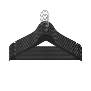 Kleiderbügel 10er-Set   ¦ schwarz ¦ Metall,Massivholz ¦ Maße (cm): B: 44,5 H: 23