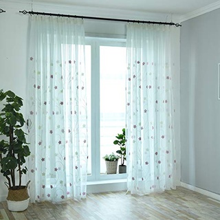 Naturer Vorhang Transparent Weiß Kräuselband 245x140 Lang Rose Blumemuster Gardinen Durchsichtig Modern Schlaufenschal Ösenschals Fensterschal Wohnzimmer Schlafzimmer