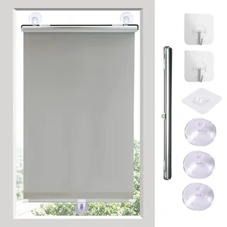 Einziehbare Fenster Saugnapfrollos,Verdunkelungsrollos,Dachfenster Wärmeisolierte Vorhänge,Tragbare Sonnenschutzrollos,Raumverdunkelnde Vorhänge,Sichtschutz,Ohne Bohren,Grey-40×125cm(15.7*49.2in)