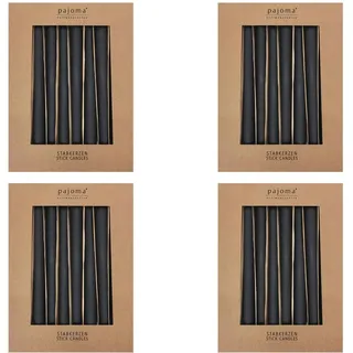 Stabkerzen 40er-Set | Schwarz - Matt | Höhe 25 cm ø 2,2 cm | Brenndauer 7 Stunden - Premium Qualität | einfarbige Spitzenkerzen | pajoma®