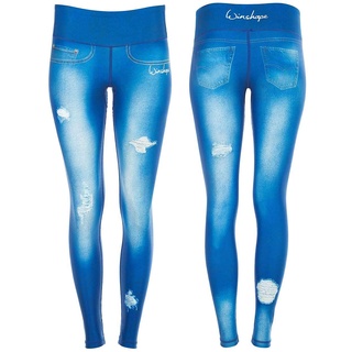 Winshape Damen Functional Power Shape Jeans Tights Leggings AEL102, Slim Style, Fitness Freizeit Sport Yoga Workout Jeggings, Ocean-Blue, M