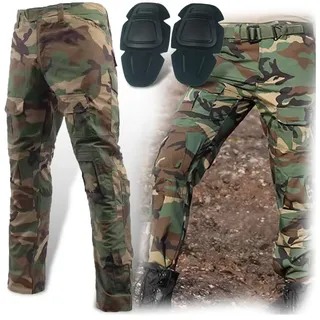 HANSTRONG GEAR Taktische Herrenhosen Militär Armee Airsoft Paintball Schießen Kampf Hosen mit herausnehmbaren Kniepads, Camouflage (WLD, 32W) - 32