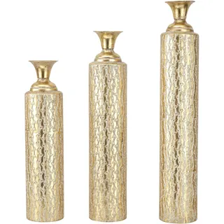 Deco 79 Metallvase im Used-Look mit wachsendem Ranken-Muster, 3er-Set, 86,4 cm, 73,7 cm, 63,3 cm hoch, goldfarben