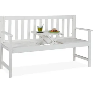 Relaxdays Gartenbank 152 x 90 x 56 cm Weiß