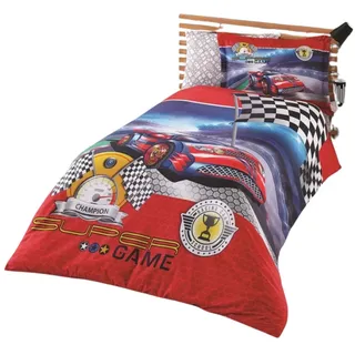 Aileenstore Bettwäsche Set für Kinder 140 x 200 mit Kissenbezug 80 x 40 Autos Speed Race 2 teilig