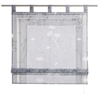 Joyswahl Raffrollo, mit Schlaufen, Leinenoptik, Landhaus Küche Gardine grau 140 cm x 140 cm