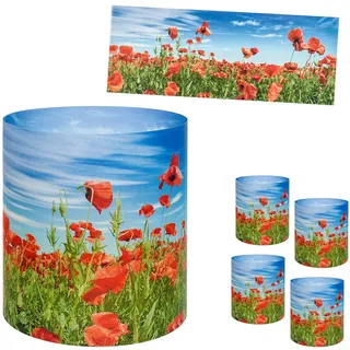 alles-meine.de GmbH 5 Stück - kleine Tischlichter Motiv frei wählbar Mohn Blumen - Mohnblumenfeld 10 cm - Licht - für Teelichter/Batterie LED Lichter & Kerzen - Windlicht..