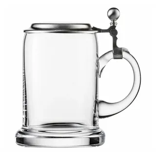 Eisch Germany Bierkrug Seidel mit Zinndeckel 500 ml, 1-tlg., Kristallglas beige
