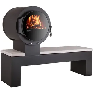 Kanuk Kaminofen Kaminofen Kanuk® BANK Weiß gestrahlt, 8 kW schwarz