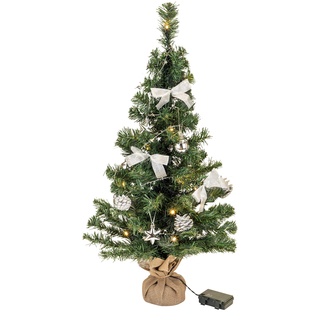 Bambelaa! Weihnachtsbaum Künstlich Mit Beleuchtung Geschmückt Tannenbaum Dekoriert Christbaum Beleuchtet LED 75cm Silber