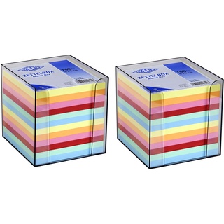WEDO Zettelbox Kunststoff (9x9 cm, rauchglas gefüllt, 700 Blatt, 6 farbig) (2X Zettelbox)
