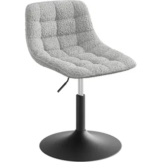 WOLTU Schminktisch Stuhl, Höhenverstellbar, 360° Drehbar, Chenille, Grau | Schminkstuhl mit Rückenlehne, für Schminktisch, Schlafzimmer, Esszimmer, Modern