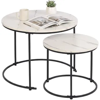 Relaxdays Satztisch Weiß/Schwarz Metall rund 60 x 45,5 cm