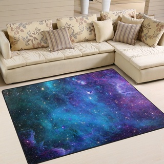 Naanle Rutschfester Teppich mit Galaxie-Sternen, für Wohnzimmer, Esszimmer, Schlafzimmer, Küche, 150 x 200 cm, abstrakter Raum, Kinderzimmerteppich, Bodenteppich, Yoga-Matte