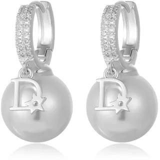 Süßwasserperlen Ohrringe Echt 925 Silber Perlenohrringe,Perlenohrringe Silber 925 Hängend Perlen Ohrringe Damen Perlen Ohrhänger Silber Hängende Perlenohrringe Creolen mit10mm Ohrringe Perle mit D