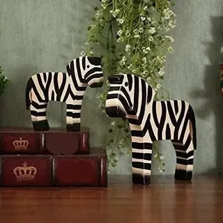 Statuen für das Zuhause, Dekor Handwerk Desktop Ornament Kunst Statue Abstrakte Statue Skulptur Figur Raum Dekor Handwerk 2 Teil/satz Holz Handwerk Moderne Holz Zebra Statue & Skulptur Zebra Statuen f