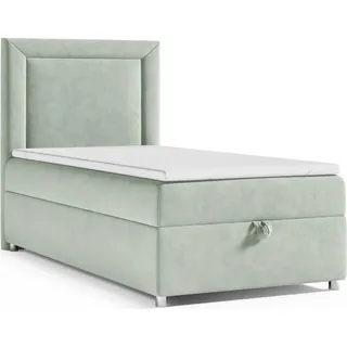 Best For Home Boxspringbett mit Bettkasten Trinity K3-SINGLE 90x200 Bonellfederkern inkl. Topper - Mintgrun - Grün