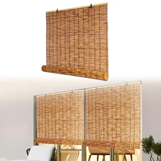 100 Breit Bambus Rollo Blickdicht Bambus Jalousie ohne Bohren 160cm 120cm 90cm 60cm Raffrollo aus Bambus Outdoor Bambusrollo Jalousie Holzrollo für Türen Sonnenschutzrollos ( Color : 90cm Breit , Size